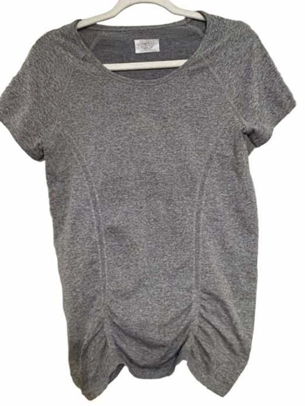 Athleta Fastest Track Ruched T-Shirt Size L Heathered Gray